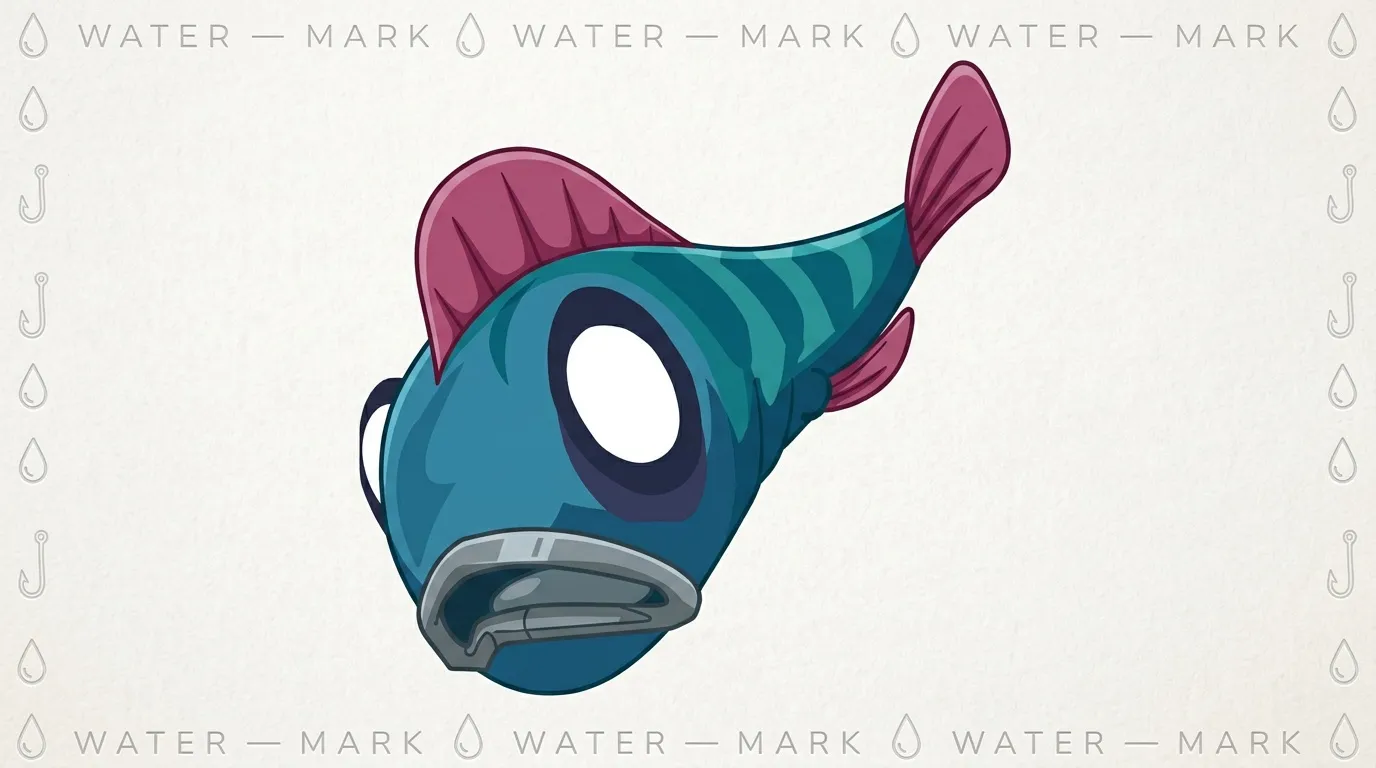Illustration d'une créature marine bleue avec nageoires roses
