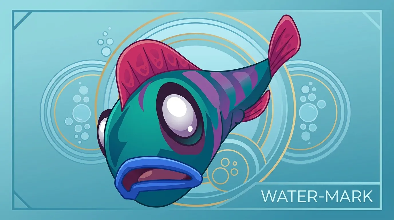 Poisson fantastique turquoise et magenta avec grand œil
