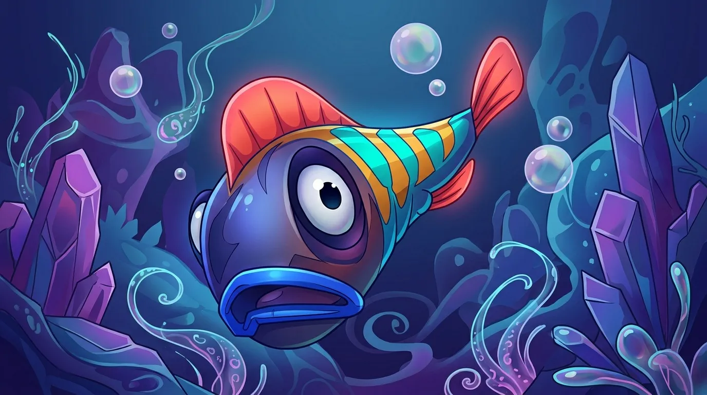 Poisson coloré avec nageoires rouges dans univers sousmarin fantastique