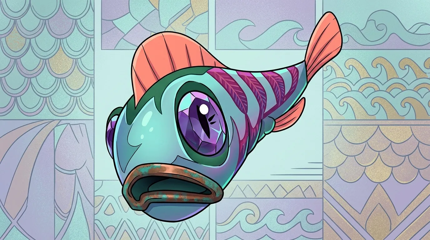 Illustration d'un poisson color&eacute; avec grands yeux violets
