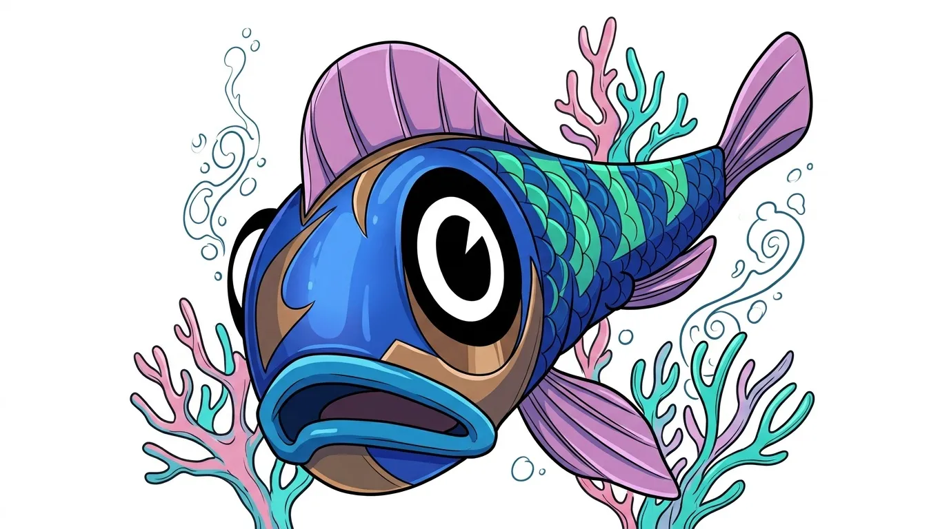 Illustration d'un poisson color&eacute; entour&eacute; de coraux