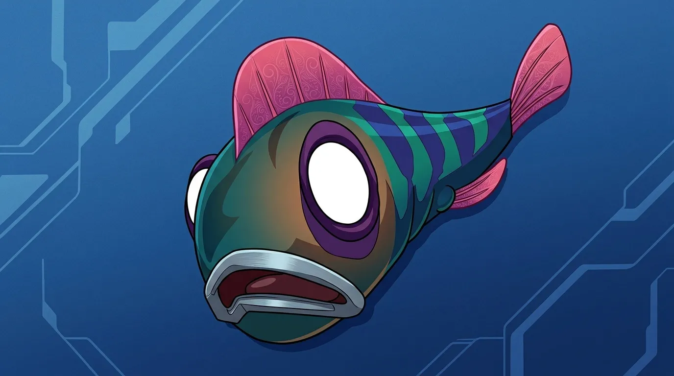Poisson extraterrestre aux nageoires roses et yeux violets