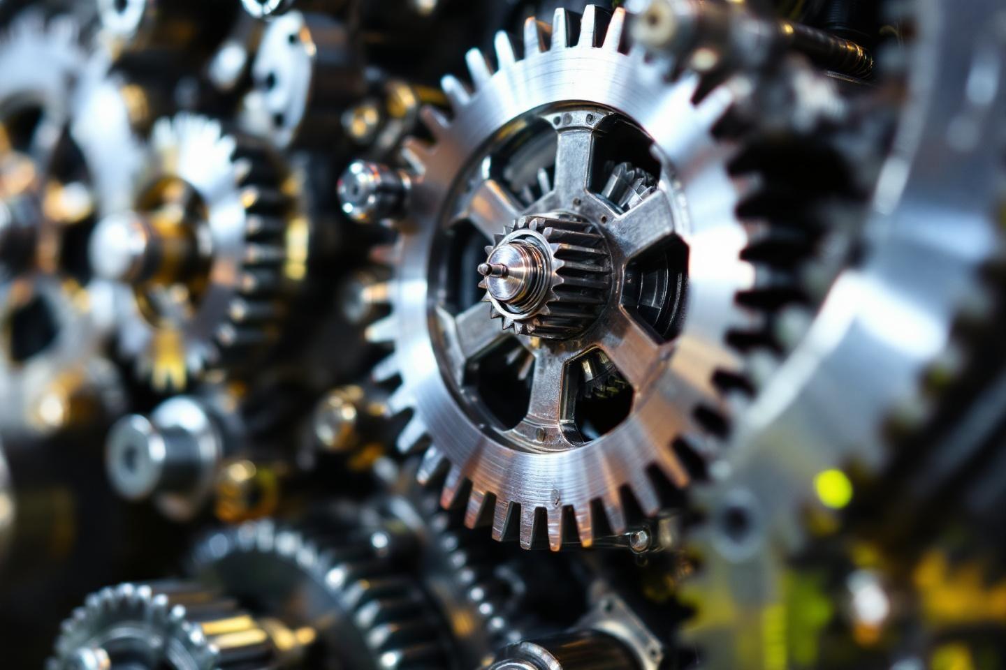 M&eacute;canisme industriel avec roues dent&eacute;es et engrenages en acier