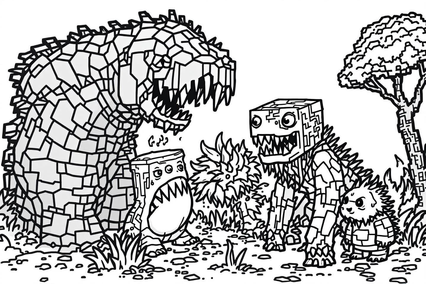 Coloriage Minecraft à imprimer gratuitement : monstres et créatures à colorier