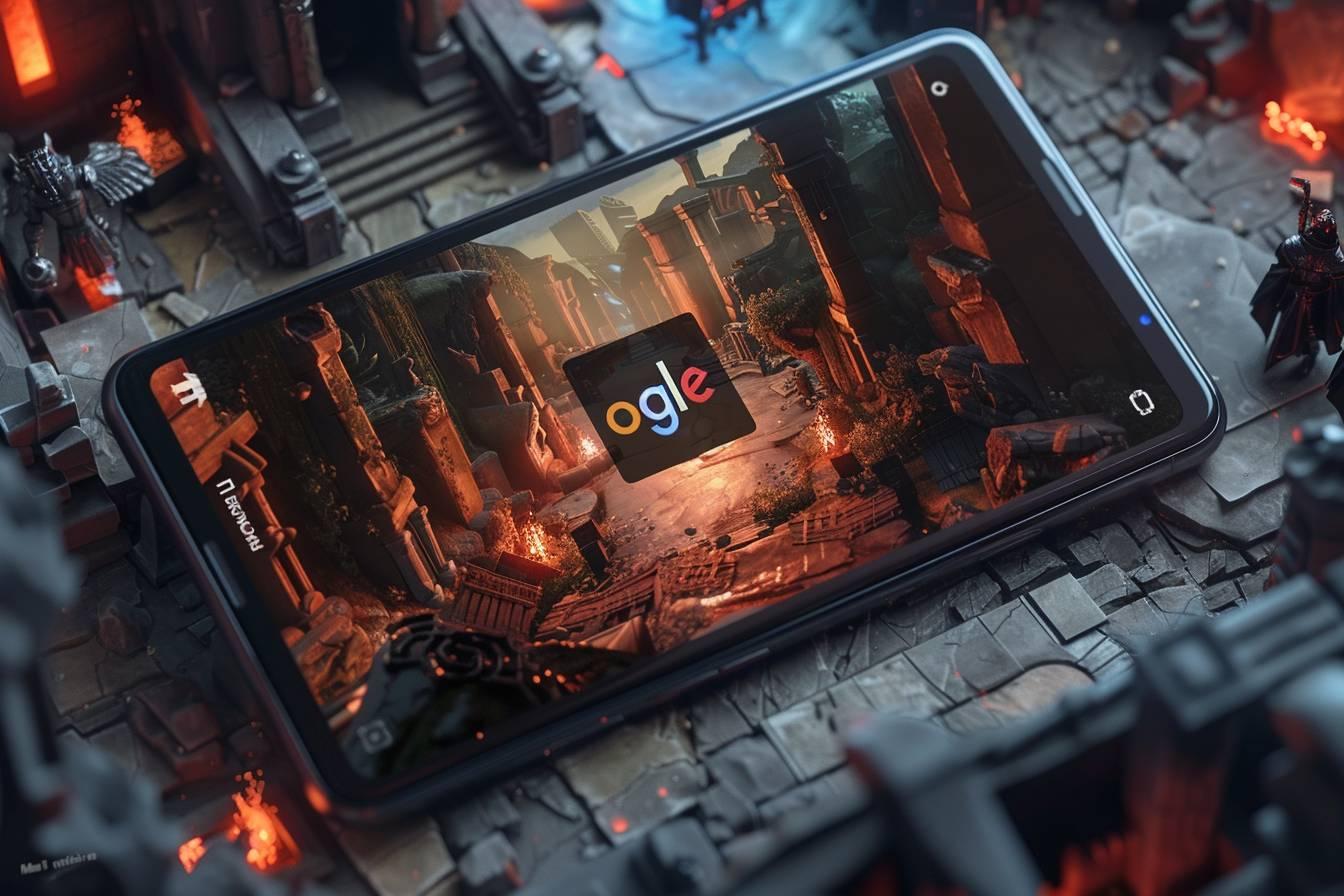 Image d'un écran de smartphone montrant une scène apocalyptique sombre et incendiée.