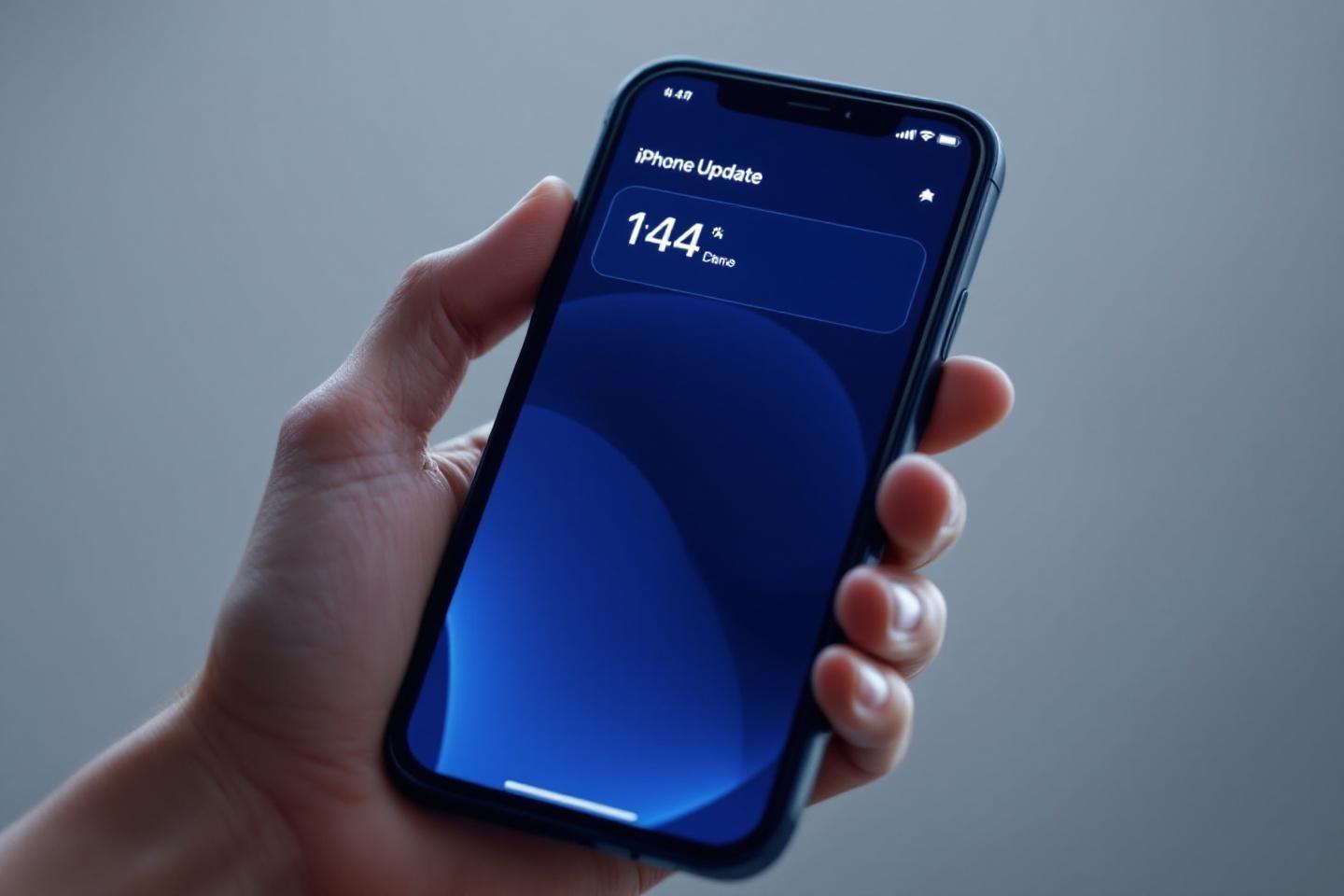 &Eacute;cran de smartphone affichant 144% de progression de mise &agrave; jour