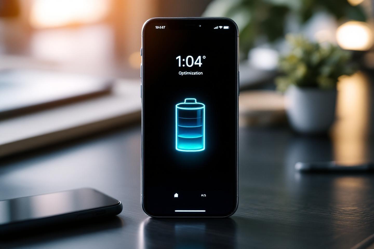 &Eacute;cran de t&eacute;l&eacute;phone affichant une batterie en charge
