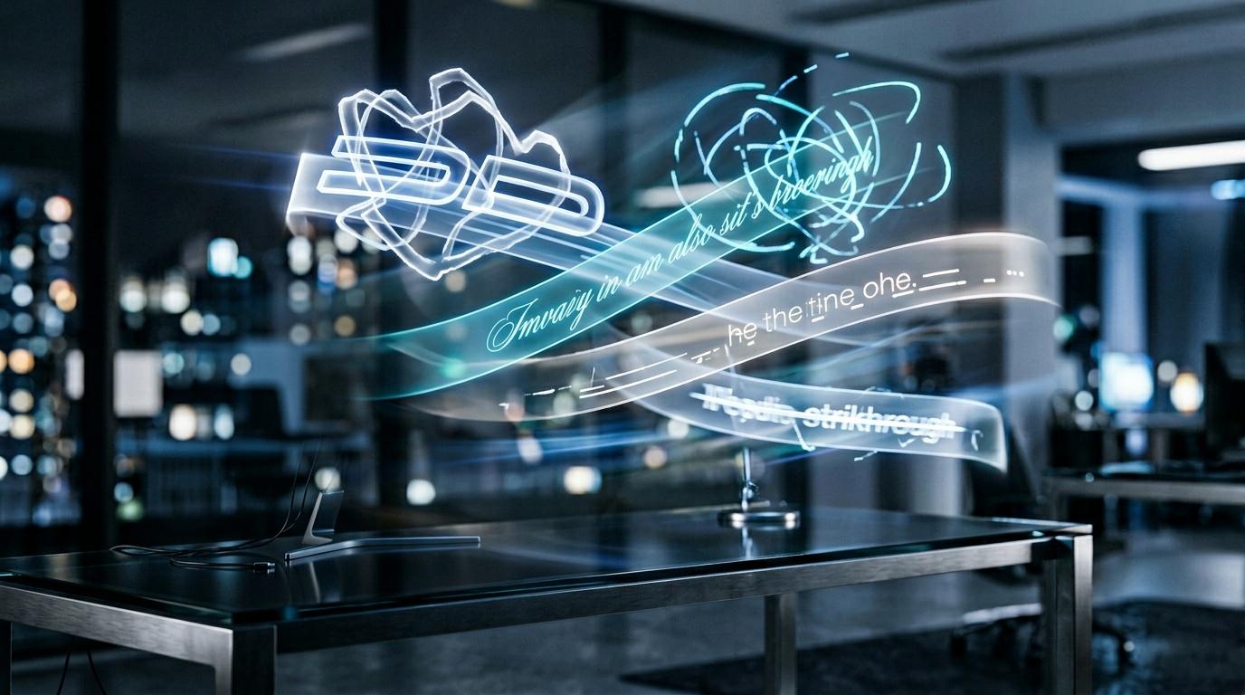 Projection holographique 3D avec texte luminescent en environnement urbain