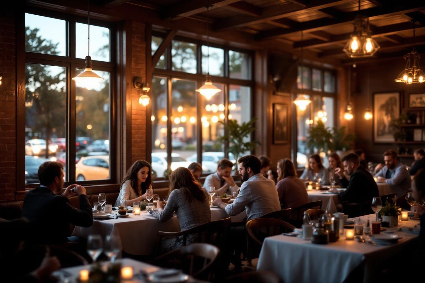Tables intimes avec bougies dans un restaurant chaleureux