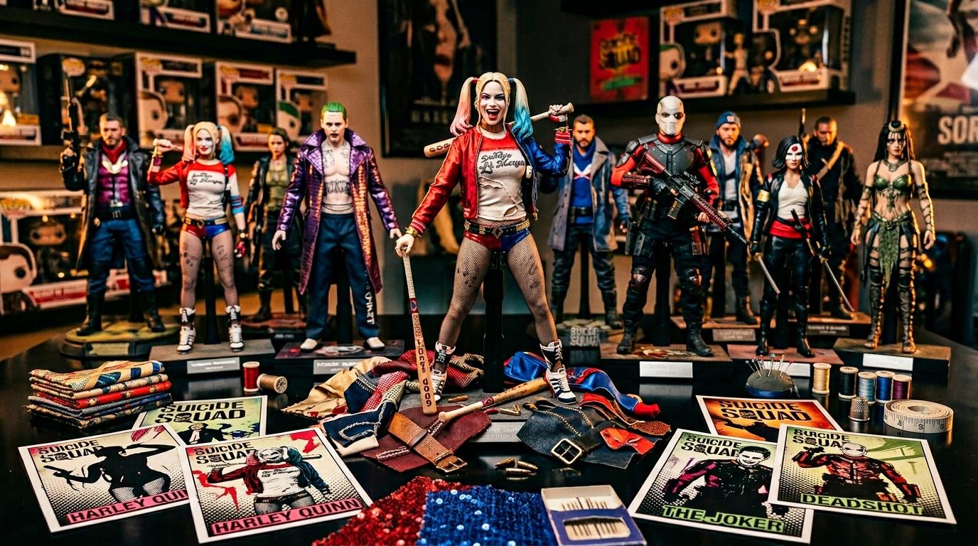 Figurines articulées Suicide Squad avec accessoires et documentation
