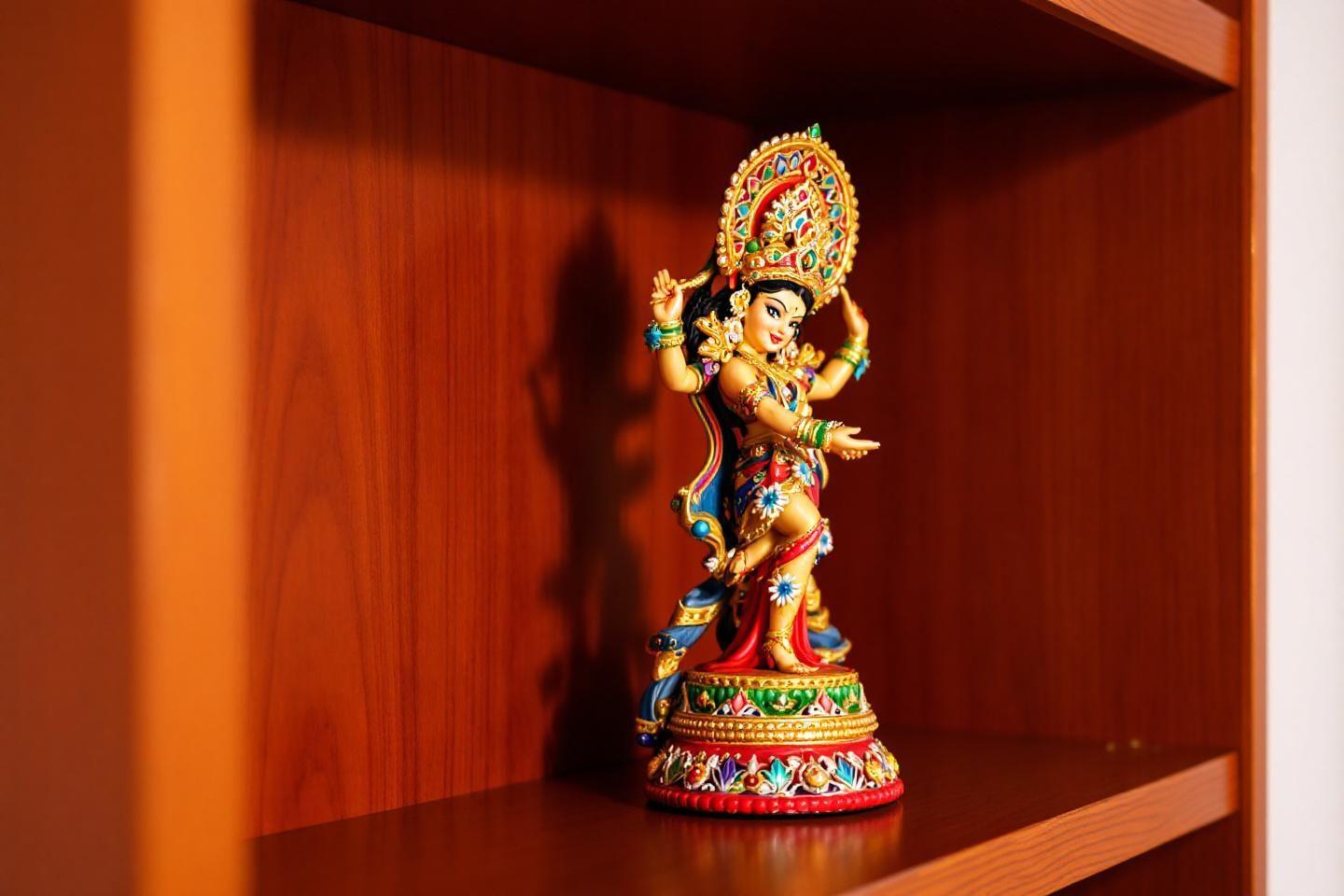 Figurine colorée de divinité hindoue dansante sur étagère