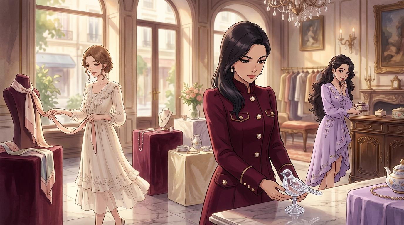 Femmes en tenue élégante dans un salon de luxe raffiné