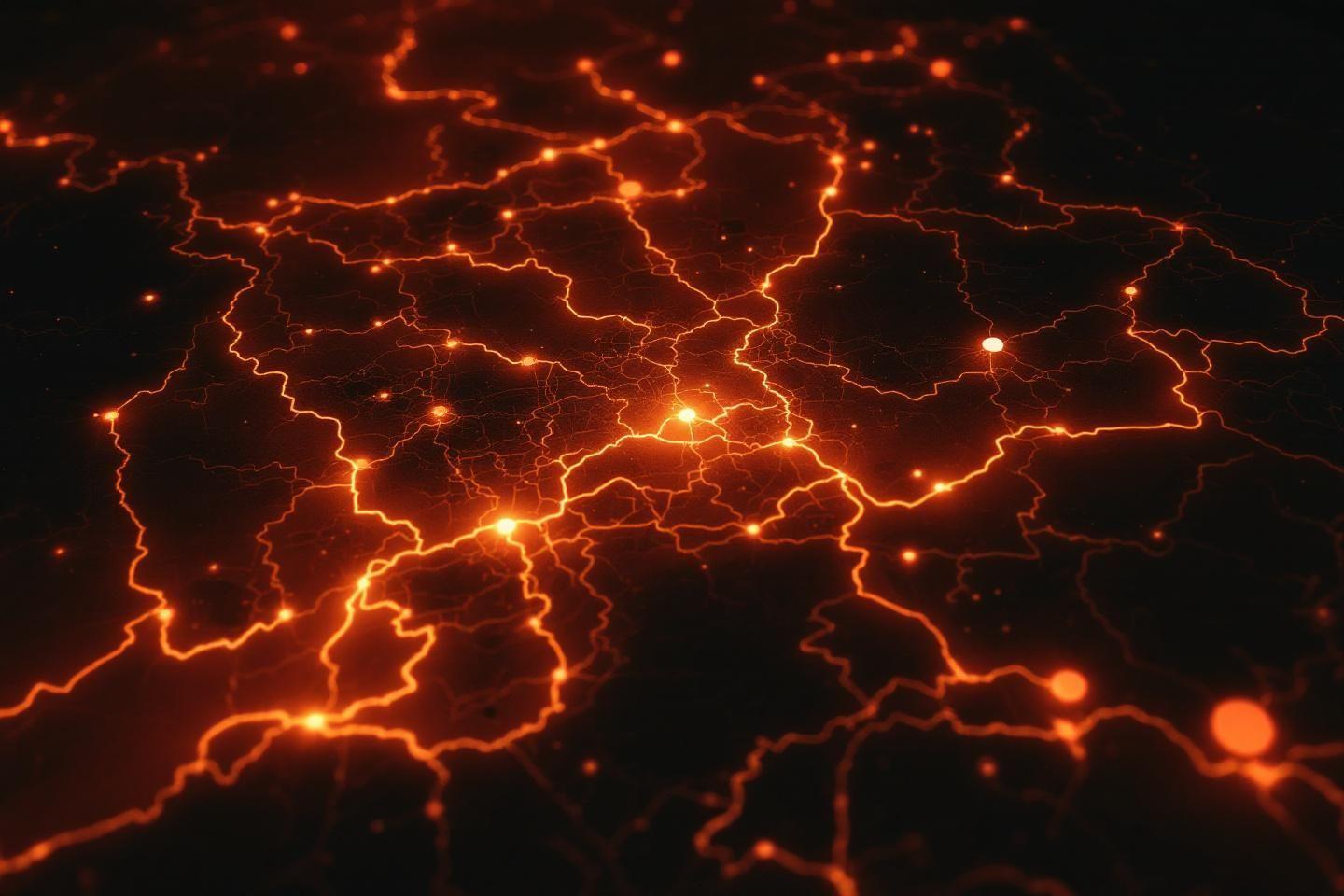 Connexions neuronales orange brillant sur fond sombre