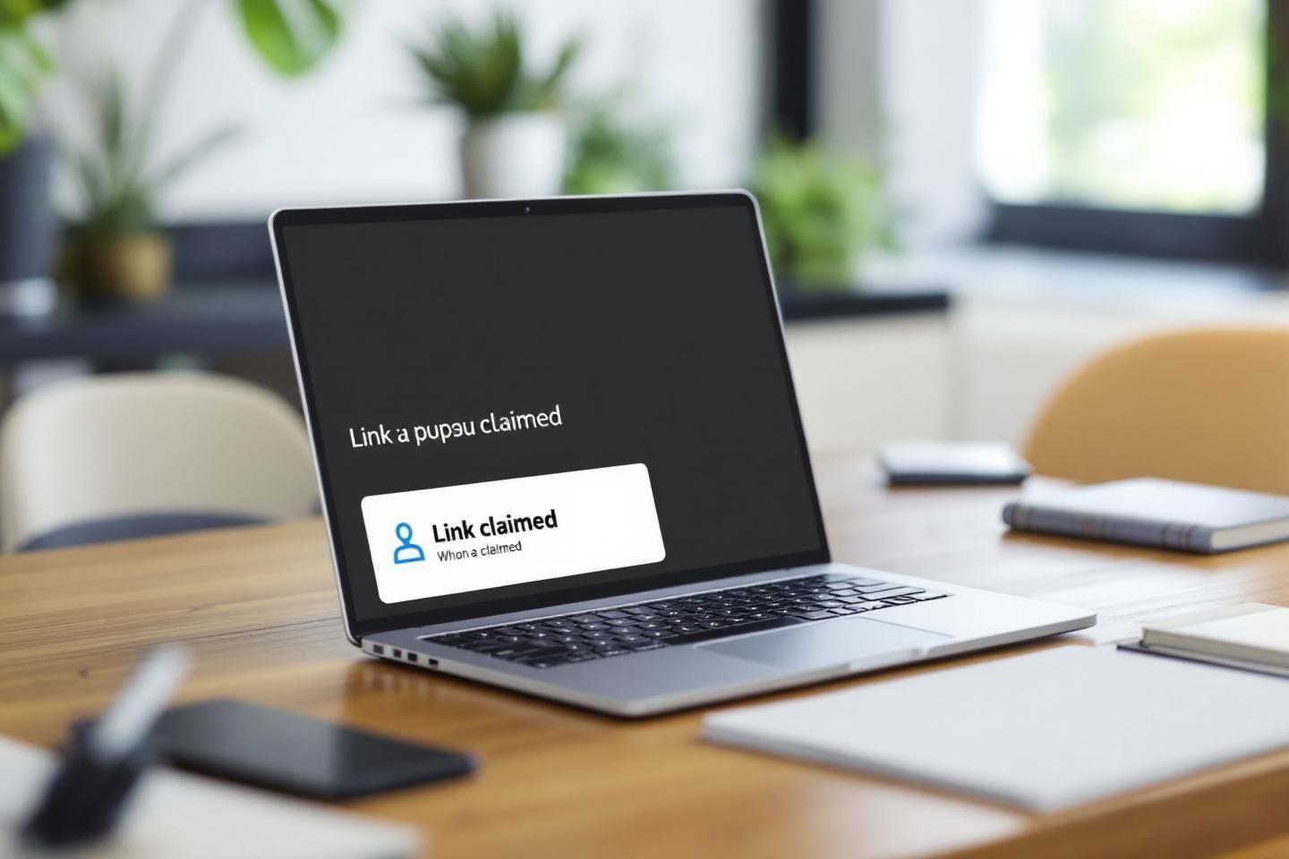 Écran d'ordinateur affichant un message de liaison de compte