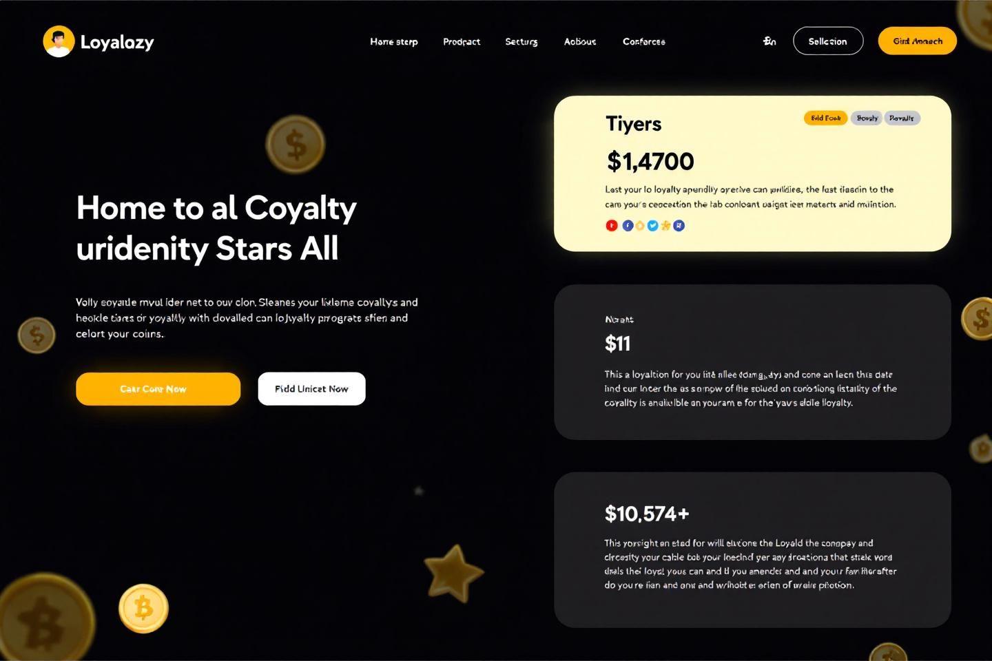 Interface web montrant différents niveaux de récompenses de loyauté