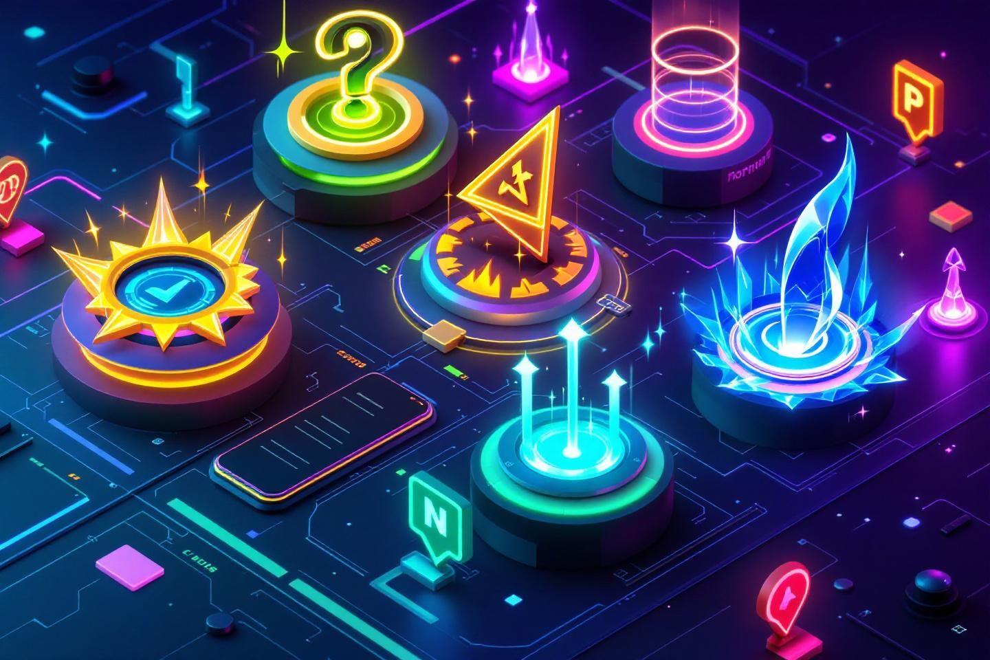 Éléments interactifs lumineux sur circuit électronique numérique