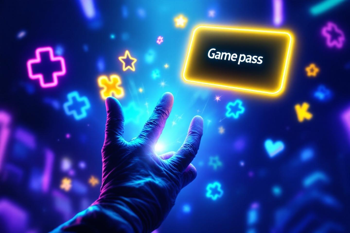 Main numérique atteignant une étiquette Game Pass brillante