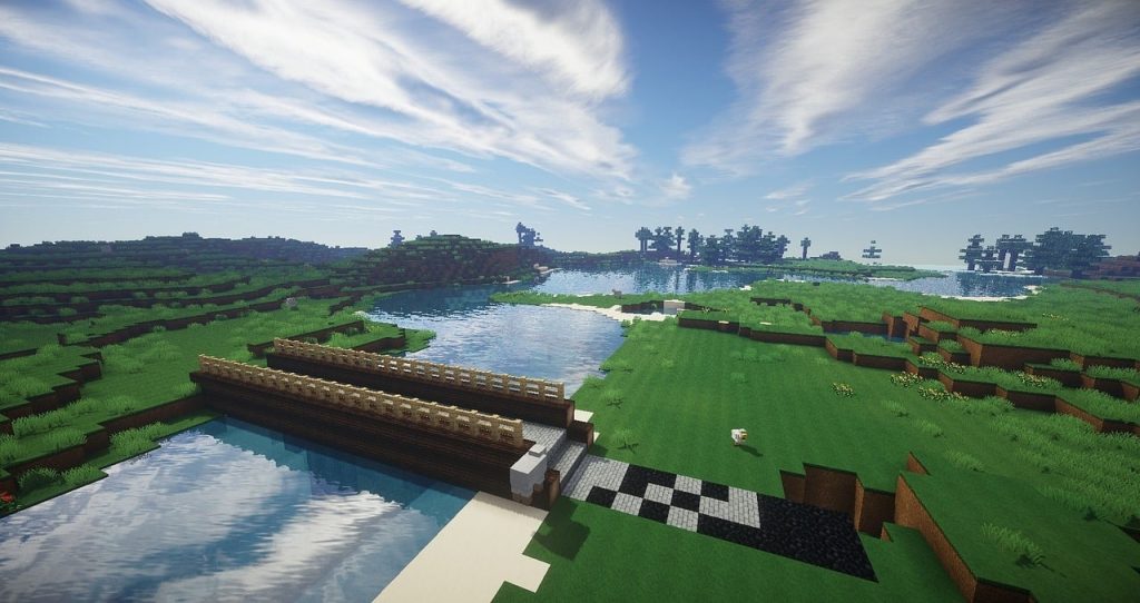minecraft, pont sur une rivière