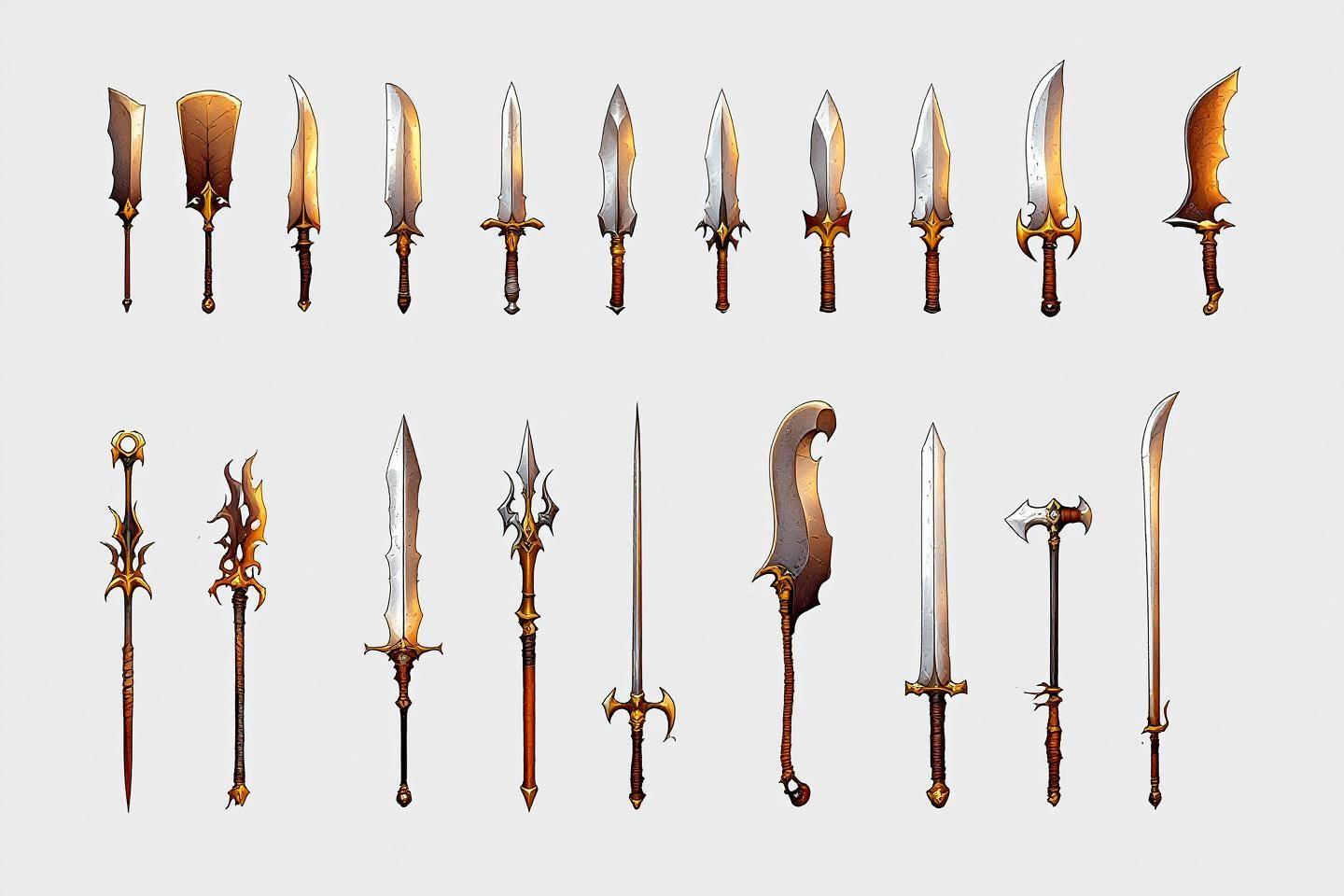 Collection d'épées médiévales et fantastiques aux designs variés
