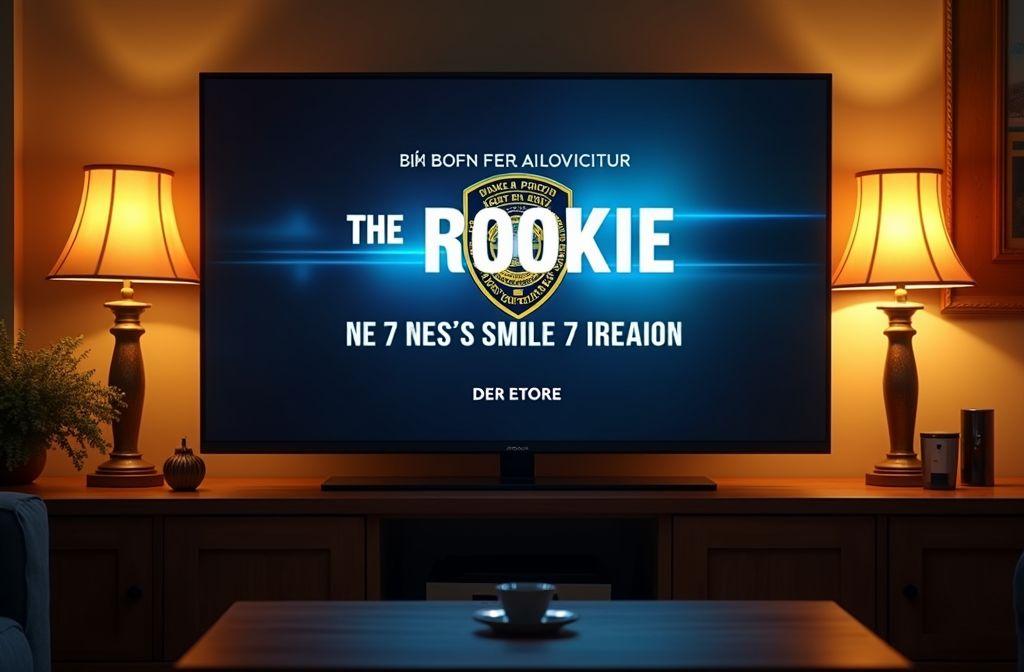 Télévision allumée montrant l'écran titre de la série Rookie