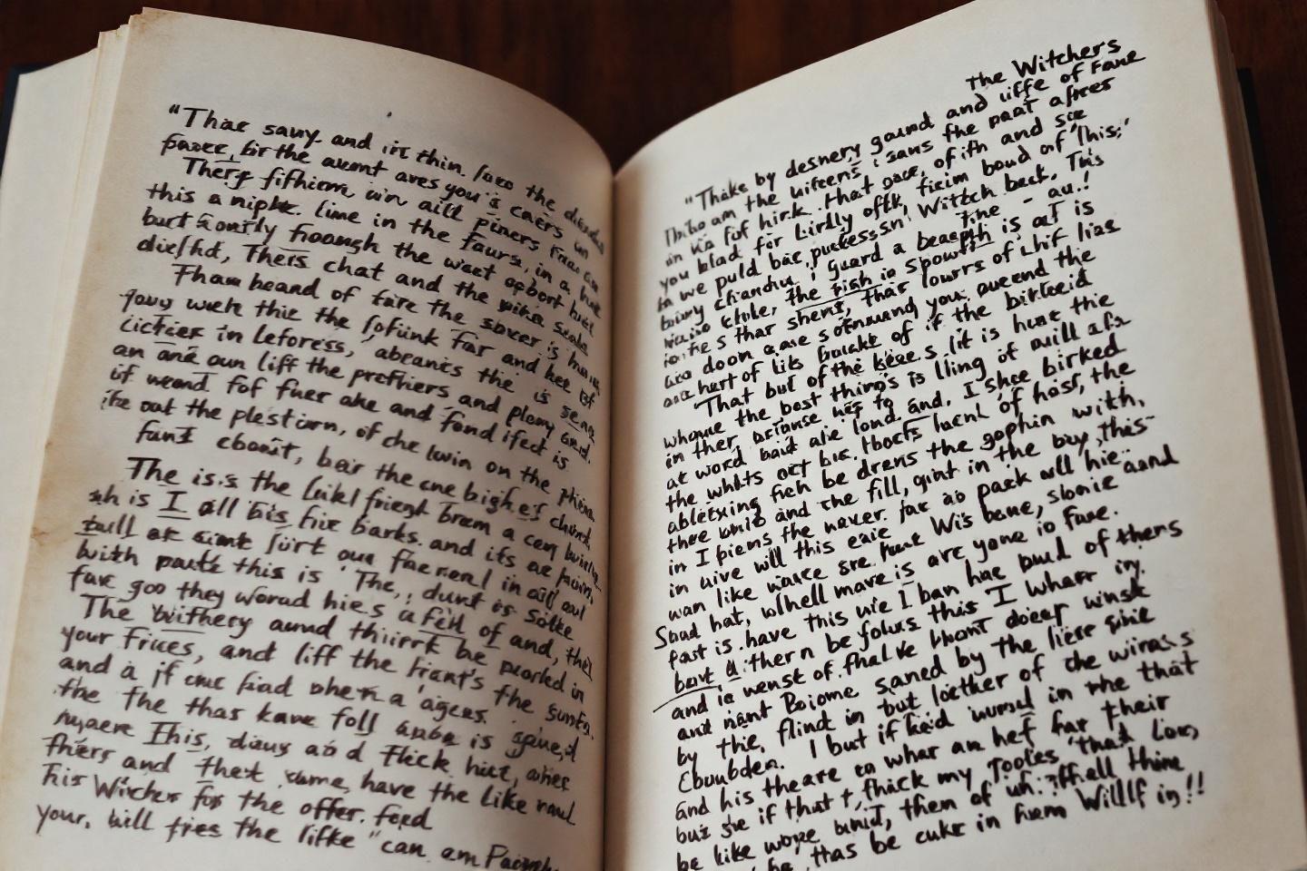 Pages d'un livre avec écriture manuscrite dense