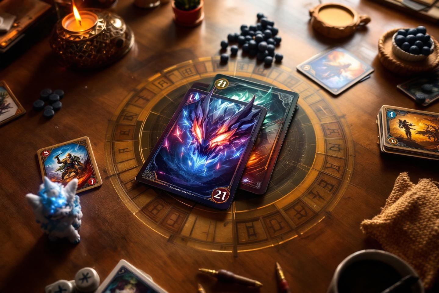 Jeu de cartes magiques avec carte de dragon lumineux