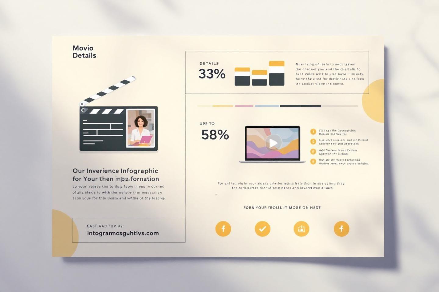 Présentation graphique avec statistiques et informations visuelles sur un film
