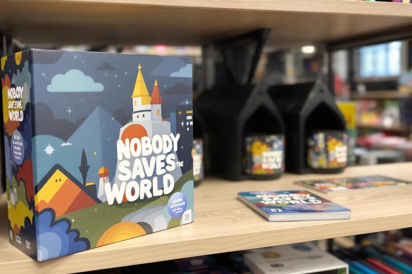 Boîte de jeu colorée avec un château sur étagère