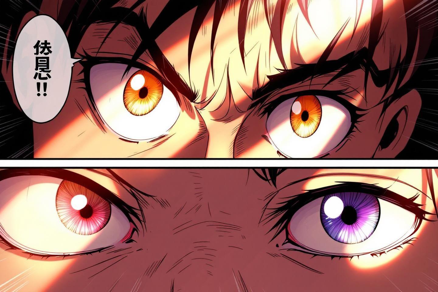 Gros plan sur des yeux de personnage manga expressifs