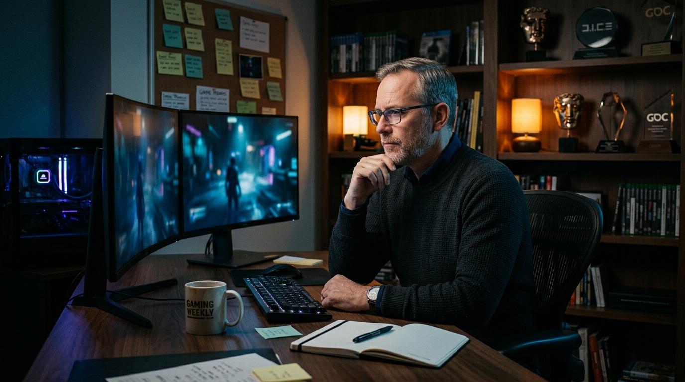Homme travaillant sur ordinateur gaming dans son bureau