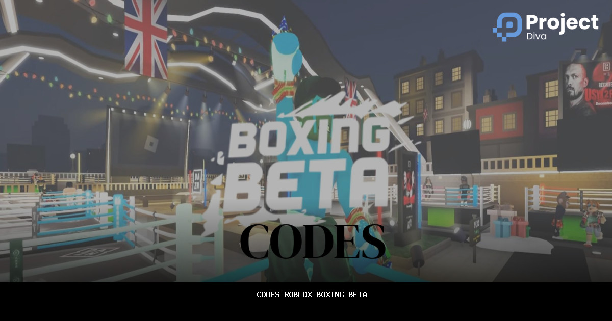Un combat de boxe dans Boxing Beta avec le logo du jeu et le texte "CODES"