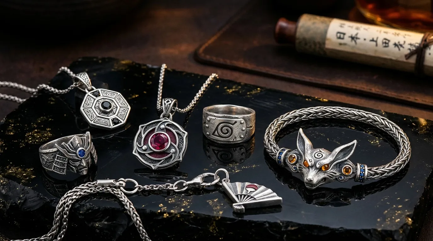 Bijoux en argent : colliers, bagues, bracelet sur pierre noire