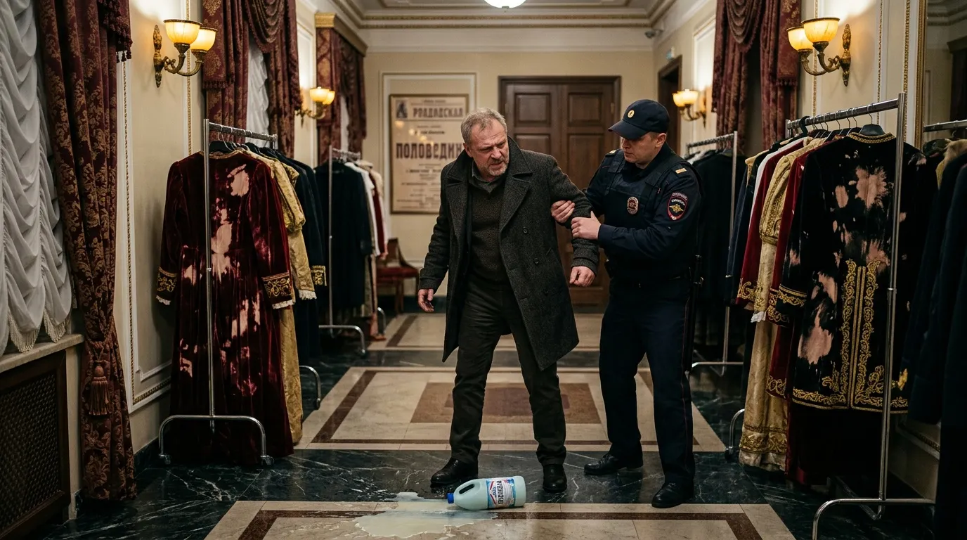 Officier de police inspectant des vêtements traditionnels russes